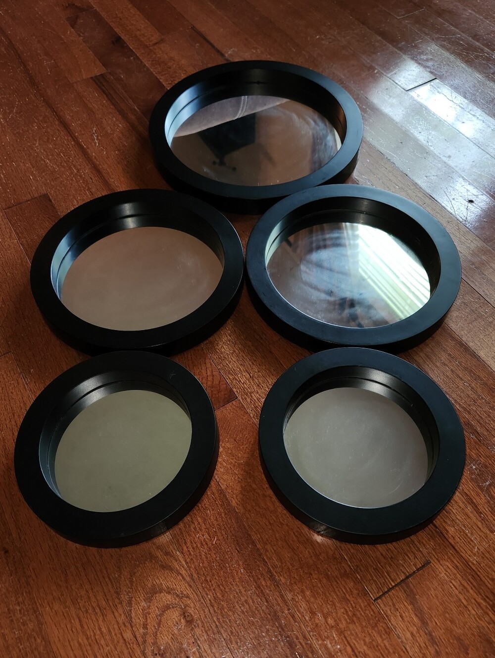 Five-Piece Black Round Wall Mirror Set — Modern Accent Mirrors